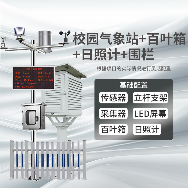 校园气象站+百叶箱+日照计+围栏